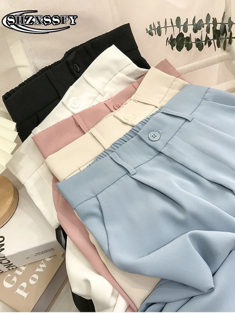 Women Pants High Waist New Spring Autumn Korean Casual Wide Leg Pants Women Suit Button Solid Fashion Women Ankle-Length Pants
Women Pants High Waist New Spring Autumn Korean Casual Wide Leg Pants Women Suit Button Solid Fashion Women Ankle-Length Pants