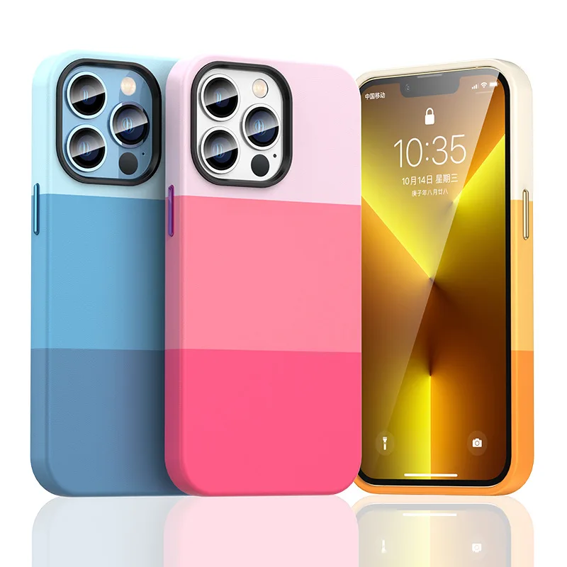 2022 Creative Three-color Stitching Contrast Color Anti-fall Leather Mobile Phone Case For iPhone 14 13 Pro Max 12 11 Pro Max
2022 Creative Three-color Stitching Contrast Color Anti-fall Leather Mobile Phone Case For iPhone 14 13 Pro Max 12 11 Pro Max