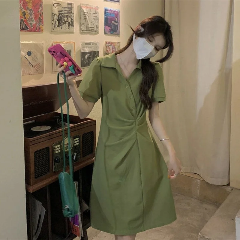Polo Collar Midi Shirt Dress Black French Sexy Green Fashion Vintage Dresses for Women 2022 Classic Kawaii One-piece Cute Tunics
Polo Collar Midi Shirt Dress Black French Sexy Green Fashion Vintage Dresses for Women 2022 Classic Kawaii One-piece Cute Tunics