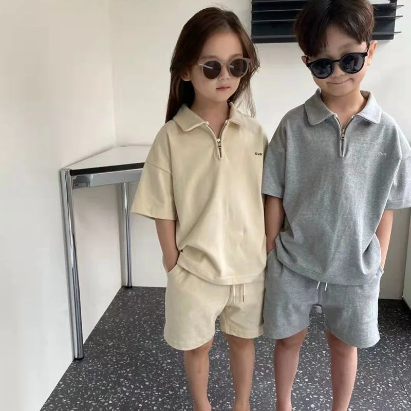 Boys' And Girls' Polo Shirt Shorts 2-piece Suit Casual Summer Korean Children's Clothes Solid Fashion Vintage Cotton Sets
Boys' And Girls' Polo Shirt Shorts 2-piece Suit Casual Summer Korean Children's Clothes Solid Fashion Vintage Cotton Sets