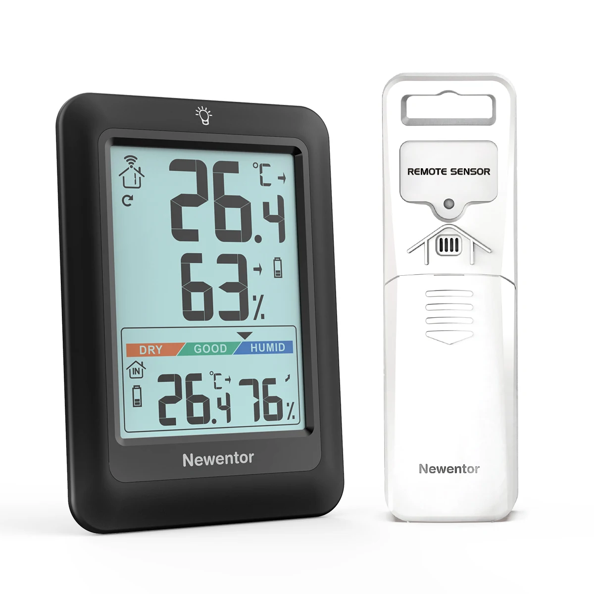 

Newentor Q8-S LCD Digital Thermometer Hygrometer Indoor Outdoor Temperature Humidity Meter Sensor Gauge Weather Station Clock