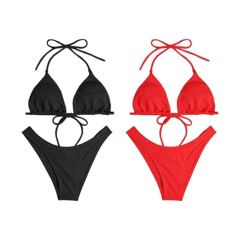 Summer Women Two Pieces Sexy Thong Swimsuits Push Up Brazilian Bikini Female Lacing Swimwear Bathing Suit Beachwear Black/Red
Summer Women Two Pieces Sexy Thong Swimsuits Push Up Brazilian Bikini Female Lacing Swimwear Bathing Suit Beachwear Black/Red