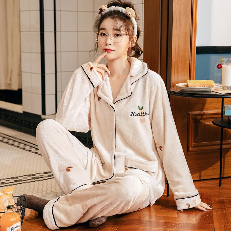 Pajamas Winter Flannel Women Sleepwear Pijamas Suit Thickened Warm Coral Fleece Nightwear Home Clothes Loose Casual Lounge Wear 
Pajamas Winter Flannel Women Sleepwear Pijamas Suit Thickened Warm Coral Fleece Nightwear Home Clothes Loose Casual Lounge Wear