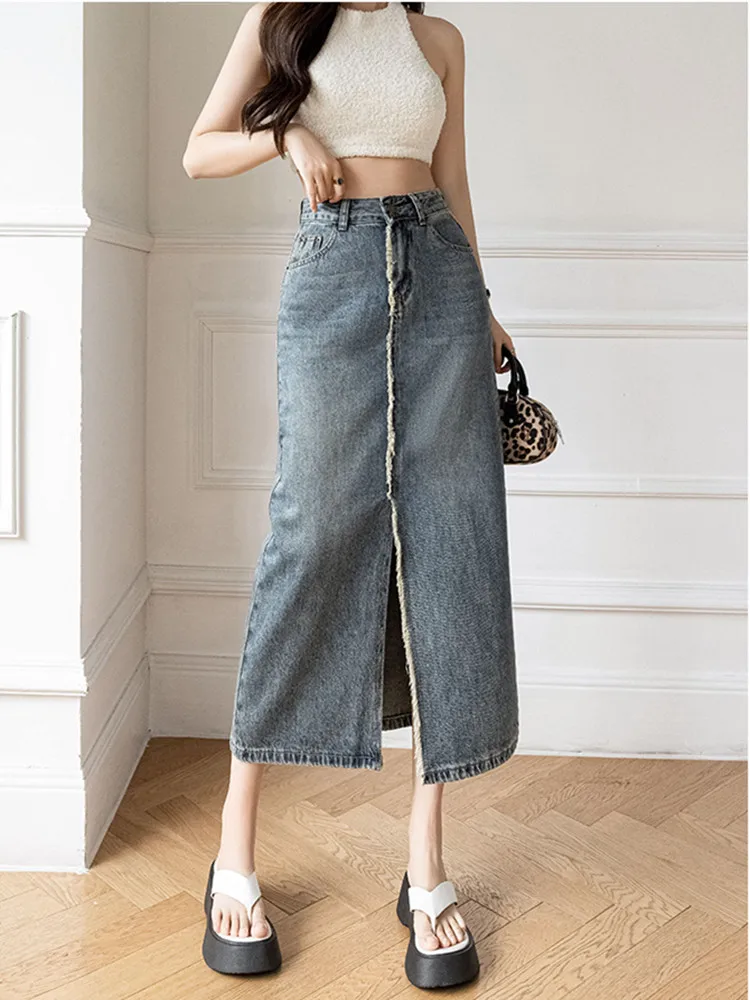 2023 Spring and Summer Fashion Casual Straight Skirt Simple Medium Length Women's Denim Skirt
2023 Spring and Summer Fashion Casual Straight Skirt Simple Medium Length Women's Denim Skirt