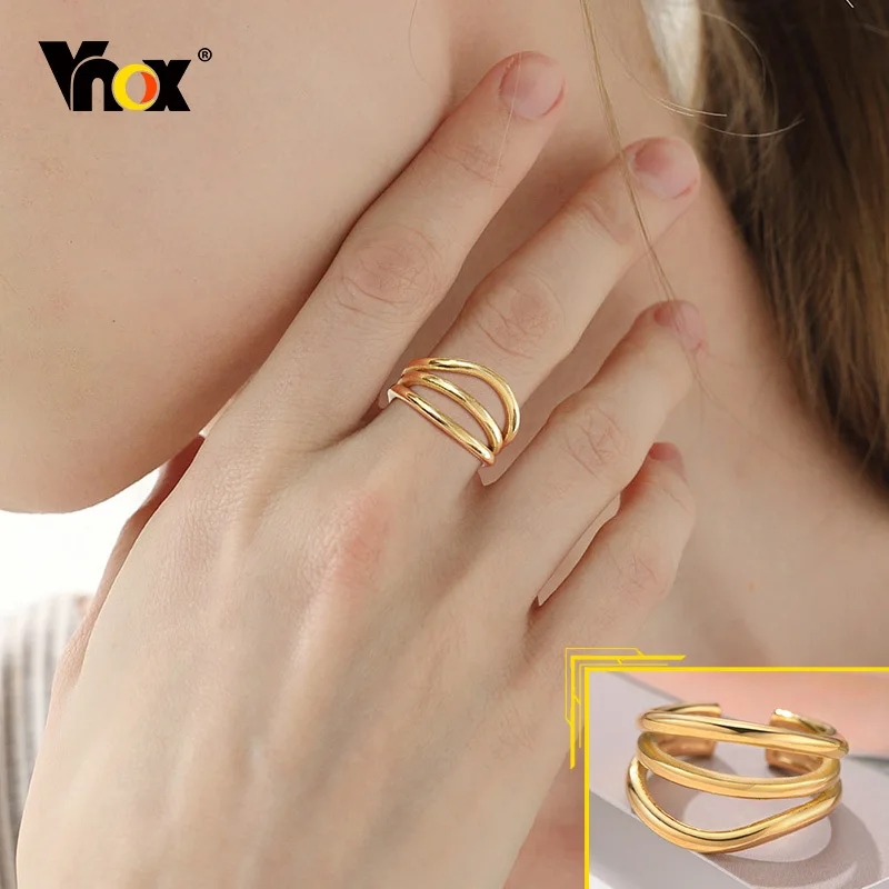 Vnox 14mm Waved Lines Ring for Women, Gold Color Metal Finger Band, Minimalist Stainless Steel Cool Girls Ring 
Vnox 14mm Waved Lines Ring for Women, Gold Color Metal Finger Band, Minimalist Stainless Steel Cool Girls Ring