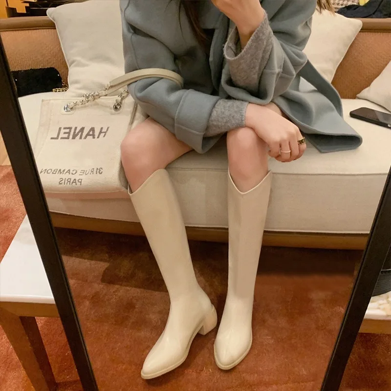 Spring Leather High Boots Thick Soled Pointed Shoes for Women Fashion Cowboy Boots Female Simple Shoes Thigh High Boots
Spring Leather High Boots Thick Soled Pointed Shoes for Women Fashion Cowboy Boots Female Simple Shoes Thigh High Boots