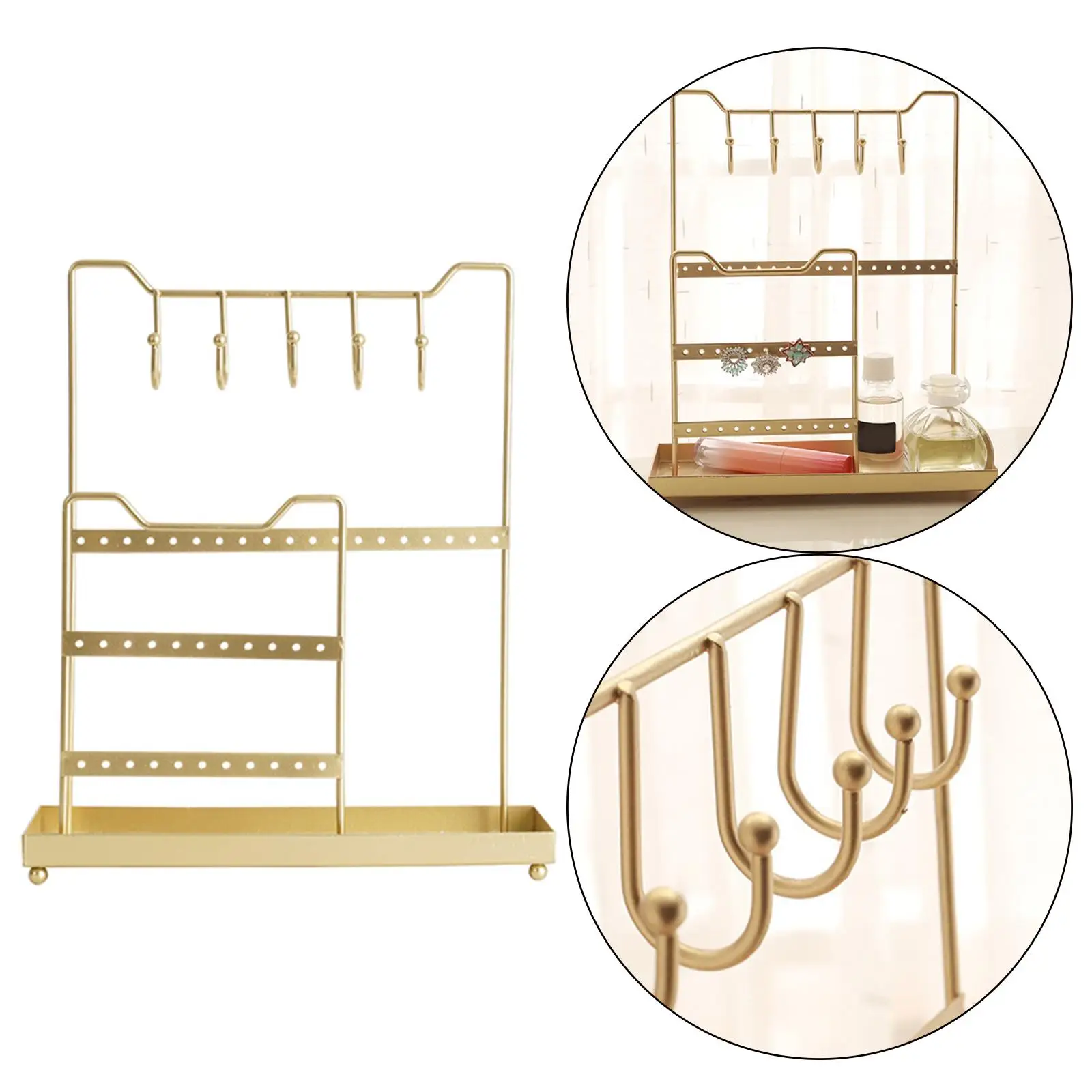 Golden Jewelry Organizer Hanging Holder Tray Stand Large Capacity Storage Hanger for Ring Woman Earrings Girls Bracelet
Golden Jewelry Organizer Hanging Holder Tray Stand Large Capacity Storage Hanger for Ring Woman Earrings Girls Bracelet