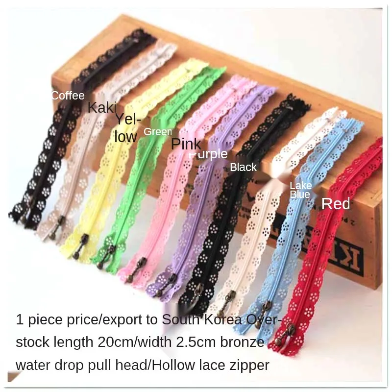 5Pc/Lot 20cm Nylon Colorful Lace Zipper With Drop Pull Piececoil Beautiful Lace Zippers For Diy Bag Tailor Craft Retail
5Pc/Lot 20cm Nylon Colorful Lace Zipper With Drop Pull Piececoil Beautiful Lace Zippers For Diy Bag Tailor Craft Retail