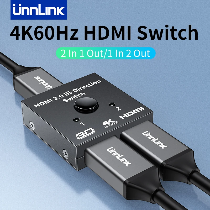 Unnlink 4K 60Hz HDMI Switch 2 Ports 2 In 1 Out Video Splitter for Laptop PC Xbox PS3/4/5 TV Box to Monitor TV Projector Adapter
Unnlink 4K 60Hz HDMI Switch 2 Ports 2 In 1 Out Video Splitter for Laptop PC Xbox PS3/4/5 TV Box to Monitor TV Projector Adapter