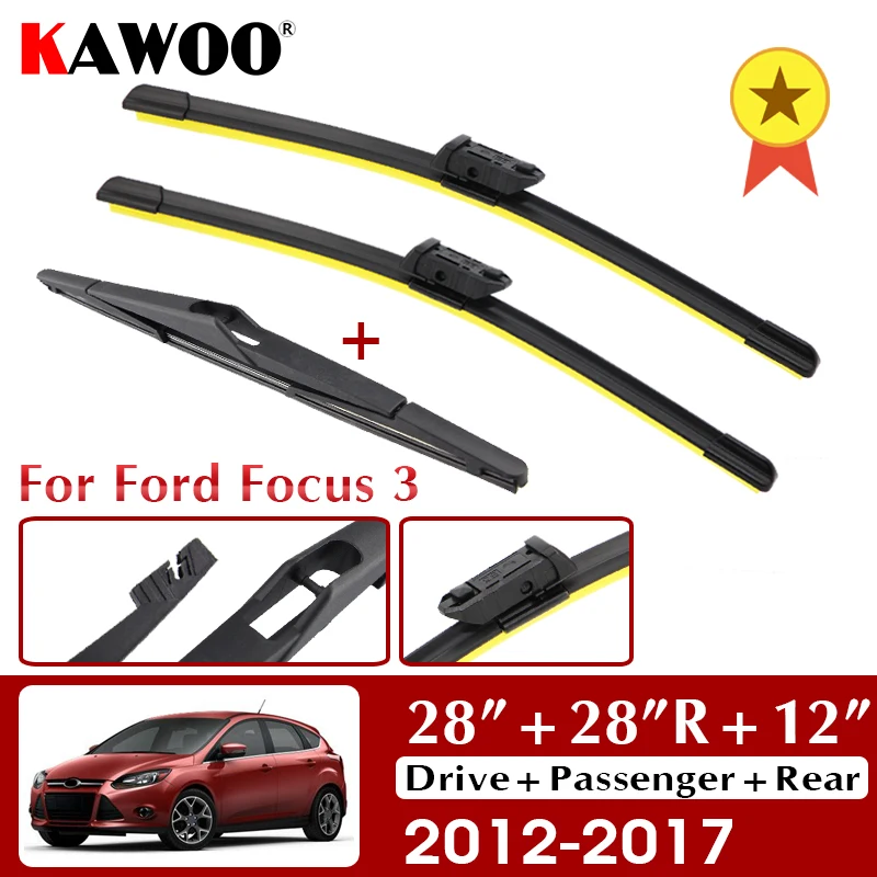 KAWOO Wiper Front Rear Wiper Blades Set For Ford Focus 3 2012 2013 2014 2015 2016 2017 Windscreen Silicon Refill 28"+28"R+12"
KAWOO Wiper Front Rear Wiper Blades Set For Ford Focus 3 2012 2013 2014 2015 2016 2017 Windscreen Silicon Refill 28"+28"R+12"