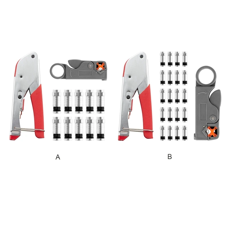 Coaxial Cable Crimping Pliers Set Wire Stripping Tool Kit RG6/RG59 Compression F Connectors Crimper Tools Replacement
Coaxial Cable Crimping Pliers Set Wire Stripping Tool Kit RG6/RG59 Compression F Connectors Crimper Tools Replacement