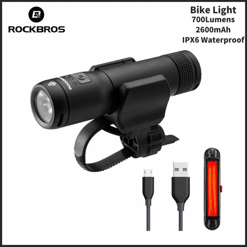 ROCKBROS Cycling Headlight 700Lumens USB Rechargeable LED Bike Front Flashlight Built in Battery IPX6 Waterproof Safetylight 
ROCKBROS Cycling Headlight 700Lumens USB Rechargeable LED Bike Front Flashlight Built in Battery IPX6 Waterproof Safetylight