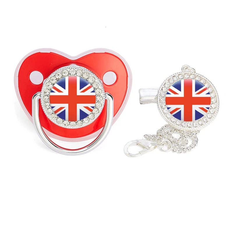 Baby Pacifier Clips United Kingdom Flag Bling Teether BPA Free Silicone Pacifier Holder Infant Nipple Dummy Baby Shower Gifts
Baby Pacifier Clips United Kingdom Flag Bling Teether BPA Free Silicone Pacifier Holder Infant Nipple Dummy Baby Shower Gifts
