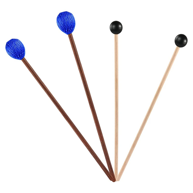 2 Pairs Marimba Mallets Glockenspiel Sticks With Wood Handle Medium Hard Blue Yarn And Black Rubber With Wood Handle
2 Pairs Marimba Mallets Glockenspiel Sticks With Wood Handle Medium Hard Blue Yarn And Black Rubber With Wood Handle
