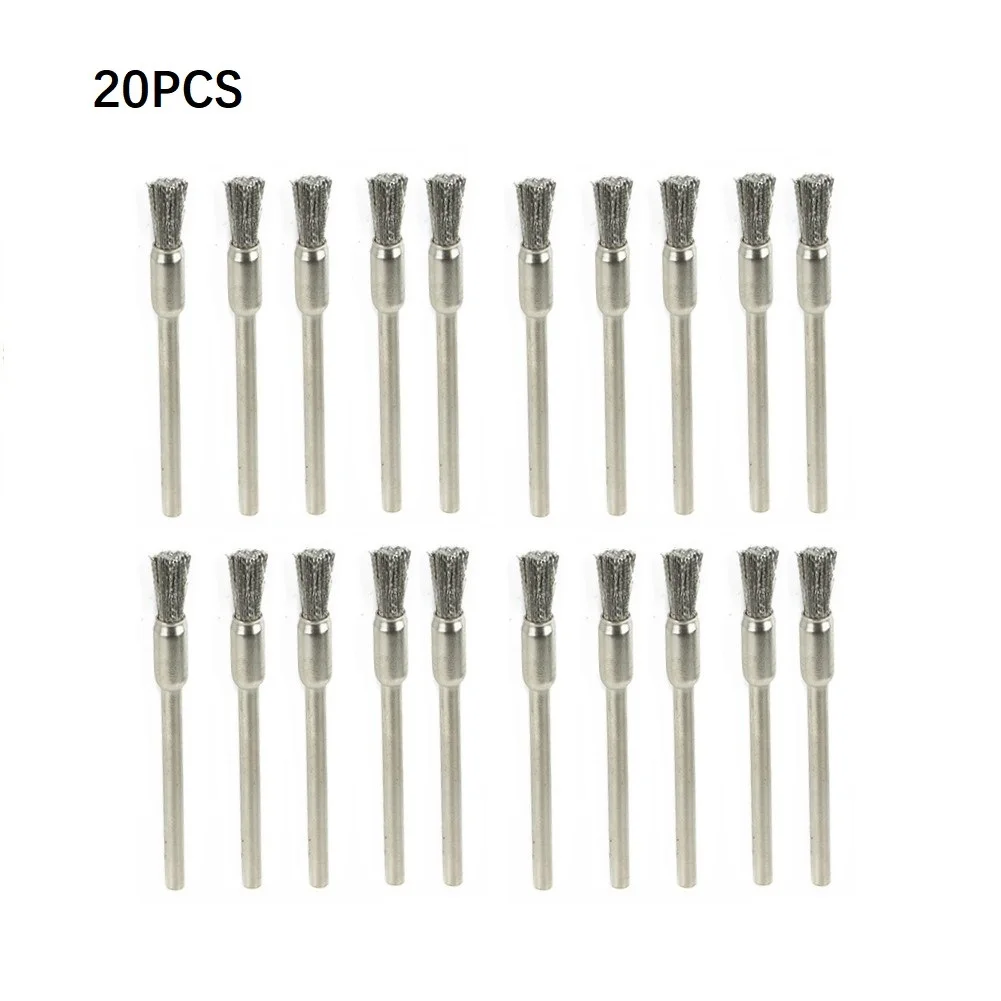 20pcs Steel Wire Brush Set 3mm Shank 5mm Brush Diameter For Rotary Metalwokring Polishing Tools Silver Wire Brushes
20pcs Steel Wire Brush Set 3mm Shank 5mm Brush Diameter For Rotary Metalwokring Polishing Tools Silver Wire Brushes