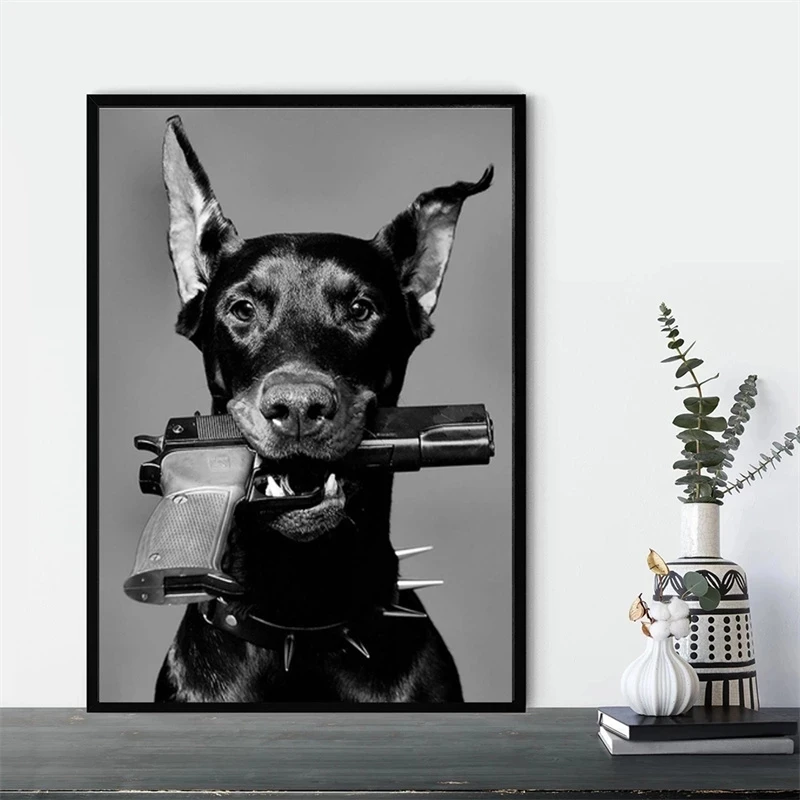 Funny Doberman Gun Poster and Print Modern Black and White Wall Art Animal Dog Canvas Painting Picture Nordic Luxury Room Decor
Funny Doberman Gun Poster and Print Modern Black and White Wall Art Animal Dog Canvas Painting Picture Nordic Luxury Room Decor