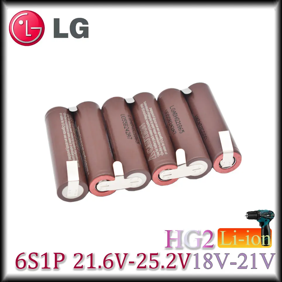 

NEW HG2 18650 3000mAh 6000mAh 20amps 3S 4S 5S 6S 8S 7.4V 12.6V 14.8V 18V 25.2V 29.6V For Screwdriver batteries weld battery pack