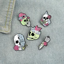 muticolor hard rose skull Shirt Lapel Pins Women Men Sports Ball Brooches Enamel Basketball Football Bowling Badge Clothes Jewel