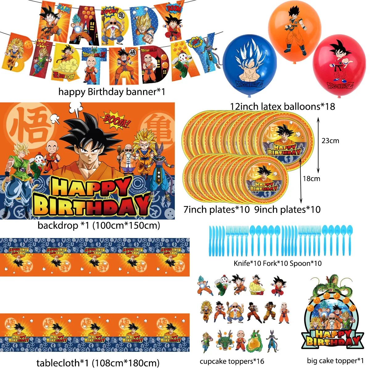 Anime Dragon Ball Theme Party Monkey King Background Tablecloth Dinner Plate Flag Balloon Birthday Party Interior Decoration Set
Anime Dragon Ball Theme Party Monkey King Background Tablecloth Dinner Plate Flag Balloon Birthday Party Interior Decoration Set