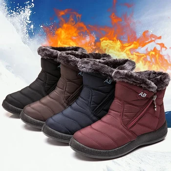 2023 Hot Sellers Waterproof Winter for Faux Fur Long Platform Snow Warm Cotton Couples Shoes Plush Woman Ankle Boots