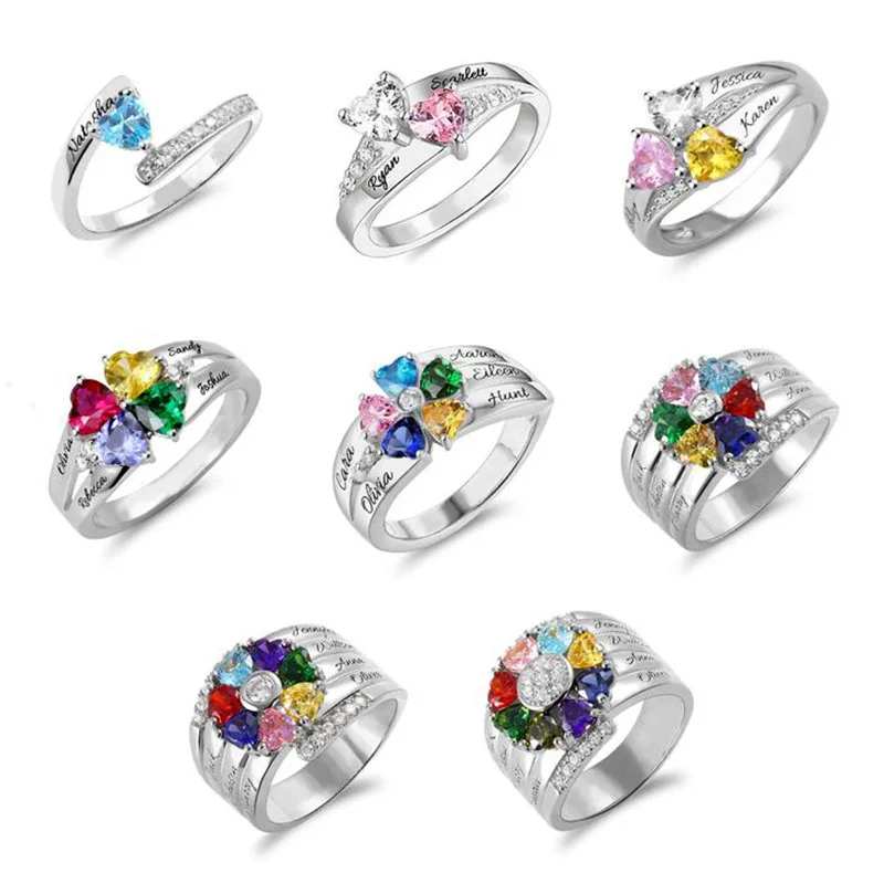 Creative Fashion Micro-encrusted Zircon Love Promise Ring 12 Birthstones DIY Engraved Name Family Ring Jewelry For Mother's Day
Creative Fashion Micro-encrusted Zircon Love Promise Ring 12 Birthstones DIY Engraved Name Family Ring Jewelry For Mother's Day