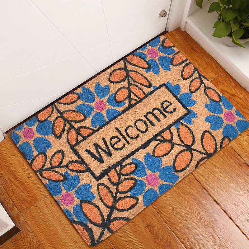 

Door Mat Entrance Mat Welcome Flowers Patten Non-slip Doormat front doormats outdoor decor indoor funny floor mats bath rug