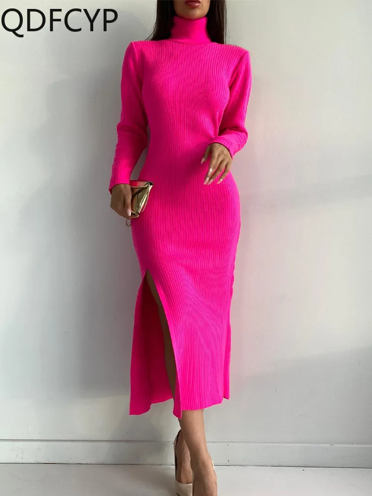 2023 Women's Dresses Fashion High-necked Split Knitted Skirt in Autumn Winter Streetwear Long Sleeves Sexy Pits Tight Hip Pencil
2023 Women's Dresses Fashion High-necked Split Knitted Skirt in Autumn Winter Streetwear Long Sleeves Sexy Pits Tight Hip Pencil