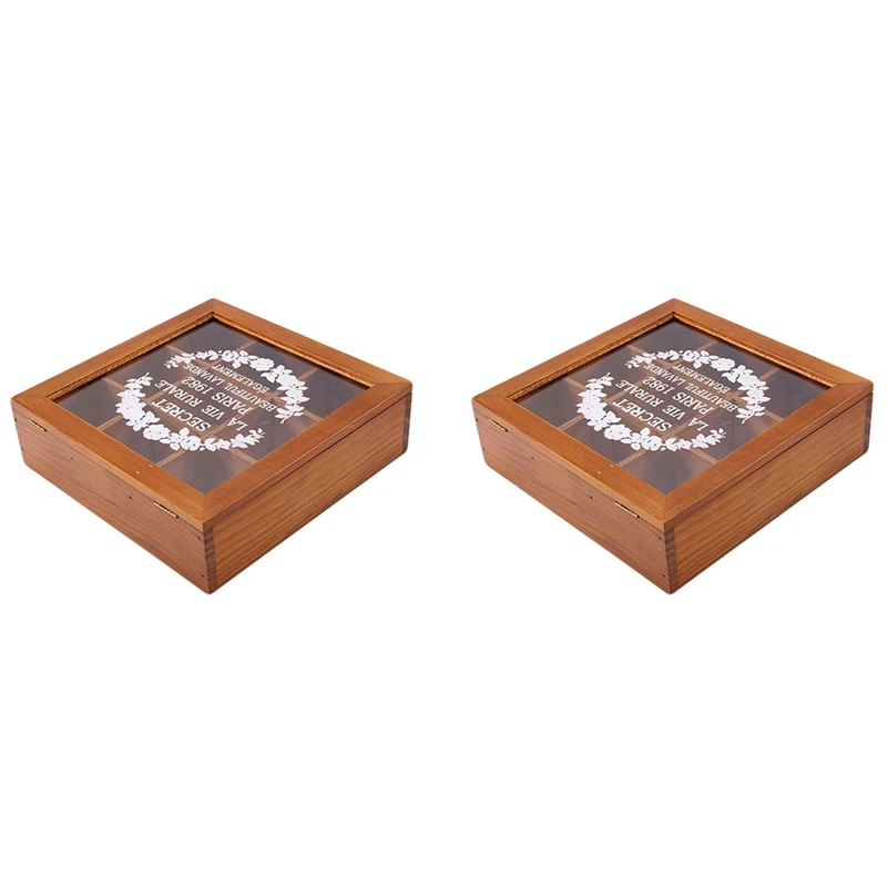 2X 9 Section Wooden Chic Tea Box Compartments Container Bag Chest Storage Spice New Store Boxes-Wood Color 
2X 9 Section Wooden Chic Tea Box Compartments Container Bag Chest Storage Spice New Store Boxes-Wood Color