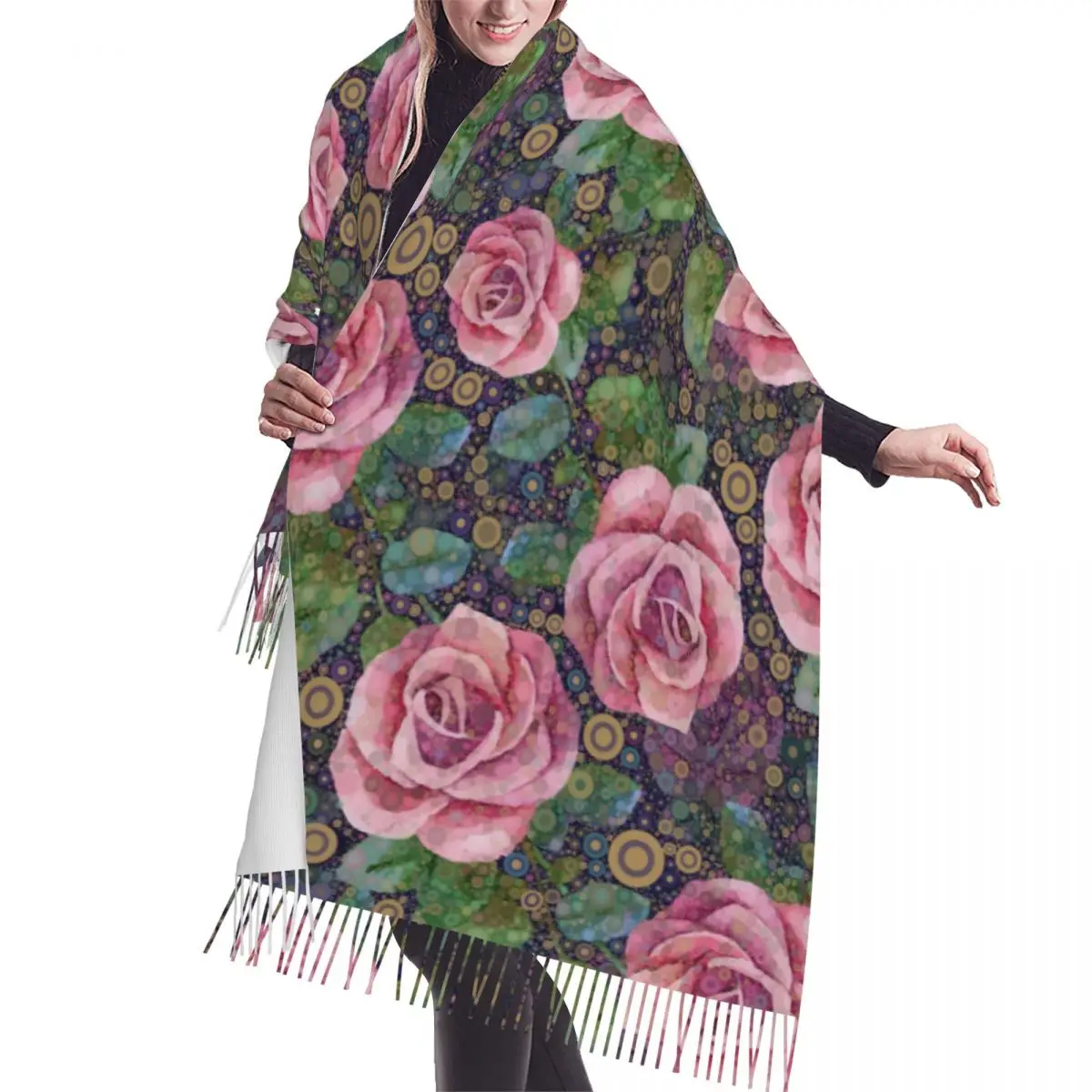 Tassel Scarf Large 196*68cm Pashmina Winter Warm Shawl Wrap Bufanda Female Abstract Roses Art Cashmere Scarves
Tassel Scarf Large 196*68cm Pashmina Winter Warm Shawl Wrap Bufanda Female Abstract Roses Art Cashmere Scarves