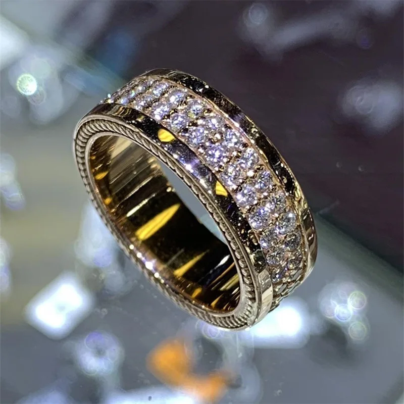 New Luxury Trendy Gold Double Rows Zircon Rings For Women And Men White CZ Stone Inlay Punk Fashion Jewelry Party Gift Ring
New Luxury Trendy Gold Double Rows Zircon Rings For Women And Men White CZ Stone Inlay Punk Fashion Jewelry Party Gift Ring