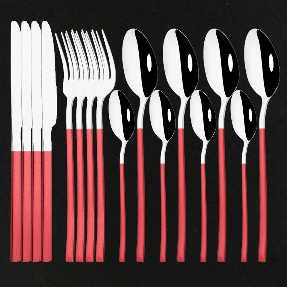 Набор столовых приборов, комплект из 4 приборов, из нержавеющей стали, цвет красный/серебристый, кухонные приборы, ножи/вилки/ложки
Набор столовых приборов, комплект из 4 приборов, из нержавеющей стали, цвет красный/серебристый, кухонные приборы, ножи/вилки/ложки