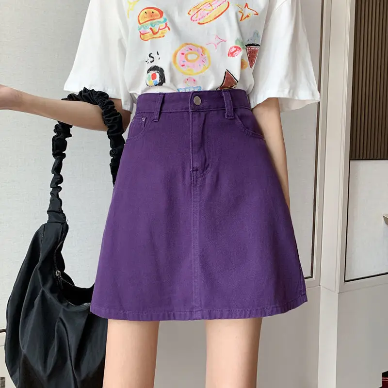 Джинсовая короткая юбка с завышенной талией, женская летняя тонкая Однотонная юбка в Корейском стиле, универсальная юбка-трапеция большого размера на бедрах
Джинсовая короткая юбка с завышенной талией, женская летняя тонкая Однотонная юбка в Корейском стиле, универсальная юбка-трапеция большого размера на бедрах