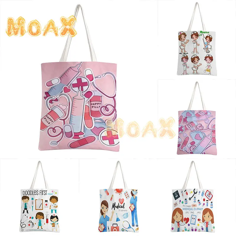 Nurse Pattern Shoulder Bag Cartoon Medical Box Painted Fashion Handbag Women Canvas Funny Eco Foldable Reusable Shopping Bags
Nurse Pattern Shoulder Bag Cartoon Medical Box Painted Fashion Handbag Women Canvas Funny Eco Foldable Reusable Shopping Bags