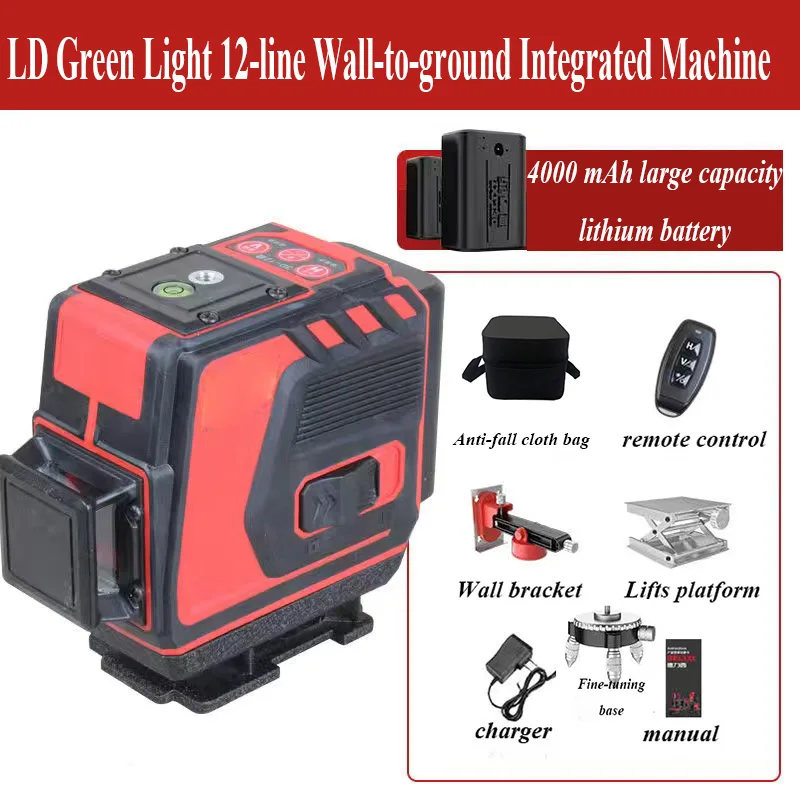 12 Lines 3D Green Laser 360° Auto Leveling Level Horizontal and Vertical Cross Lines with Indoor and Outdoor Auto Leveling
12 Lines 3D Green Laser 360° Auto Leveling Level Horizontal and Vertical Cross Lines with Indoor and Outdoor Auto Leveling