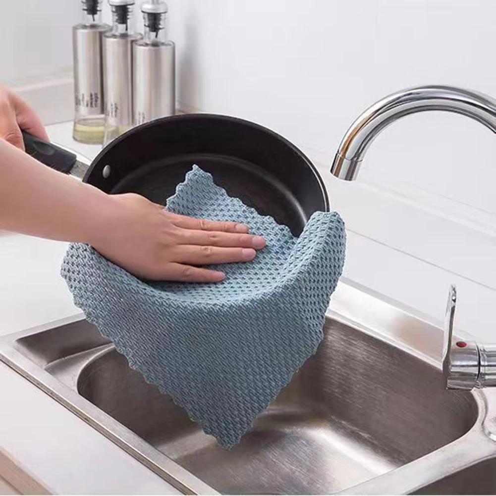 

1/4PCS Microfiber Towels Absorbent Kitchen Cleaning Cloth Non-stick Oil Dish Towel Dishcloth Tableware Household Cleaning Towel