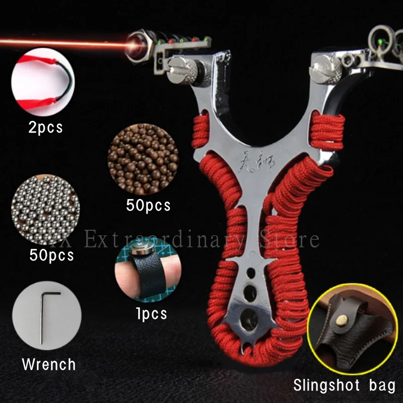 New High Quality Outdoor Hunting Laser Slingshot with Rubber Band Metal Catapult Shooting Practice Tool Kids Toys
New High Quality Outdoor Hunting Laser Slingshot with Rubber Band Metal Catapult Shooting Practice Tool Kids Toys