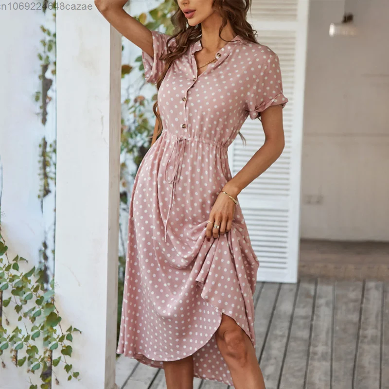 Elegant Wave Point Dress Boho Women's Dress Dot Printed Versatile Shirt Dress Leisure Holiday Beach Dress Summer Fashion Clothes
Elegant Wave Point Dress Boho Women's Dress Dot Printed Versatile Shirt Dress Leisure Holiday Beach Dress Summer Fashion Clothes