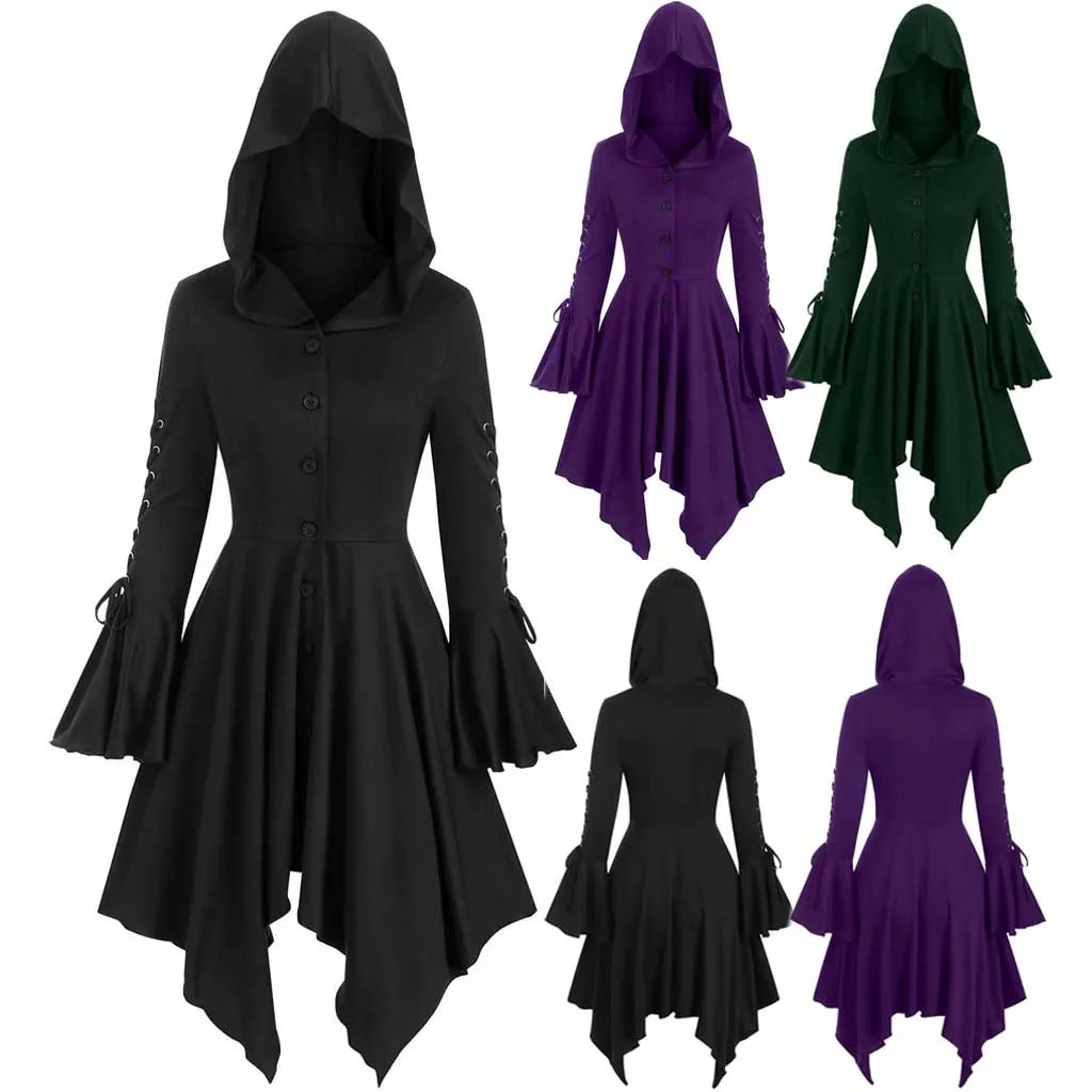 Vintage Gothic Dress Medieval Renaissance Women Retro Hooded Sweatshirt Dress Halloween Steampunk Jackets Coat Carnival Costumes
Vintage Gothic Dress Medieval Renaissance Women Retro Hooded Sweatshirt Dress Halloween Steampunk Jackets Coat Carnival Costumes