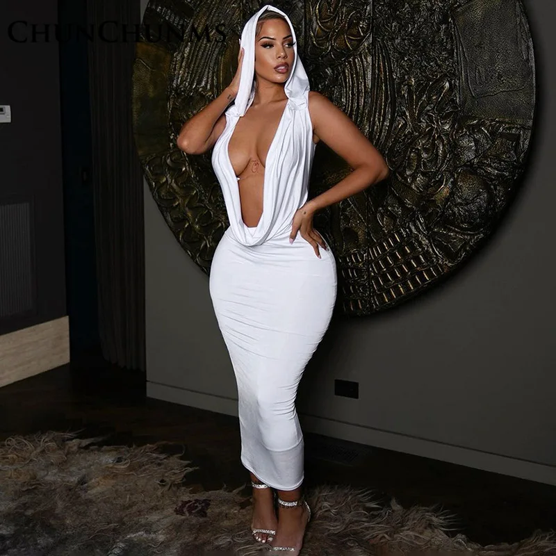 Fashion Sexy Swing Collar Hooded Sleeveless Long Dress For Women Summer Casual Deep V Neck Club Robes Streetwear 2023 Party
Fashion Sexy Swing Collar Hooded Sleeveless Long Dress For Women Summer Casual Deep V Neck Club Robes Streetwear 2023 Party