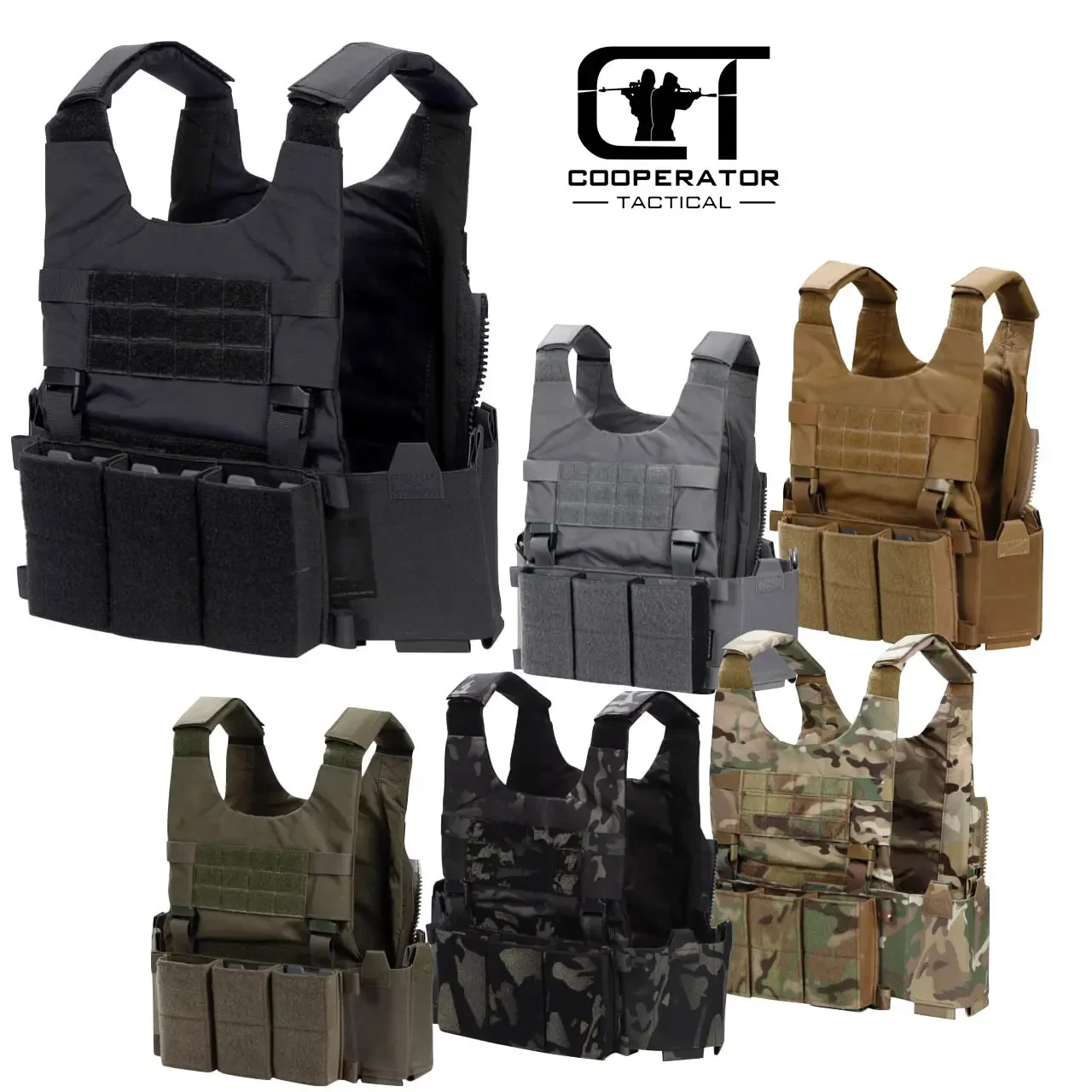 

LV119 Modular Plate Carrier Lightweight 500D Molle Vest with Triple Rifle Mag Placard for Hunting Airsoft Military Tactical Gear