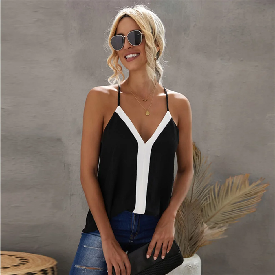 Women Tank Top Ladies Summer Contrasting Color Breathable Camisole V-Neck Tank Top Loose Casual T-Shirt Soft Tank Vest
Women Tank Top Ladies Summer Contrasting Color Breathable Camisole V-Neck Tank Top Loose Casual T-Shirt Soft Tank Vest