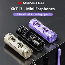 Monster XKT13 Wireless Bluetooth 5.3 Headphones TWS Mini Earbuds Lipstick Design Headset Noise Reduction Earphones With rope New