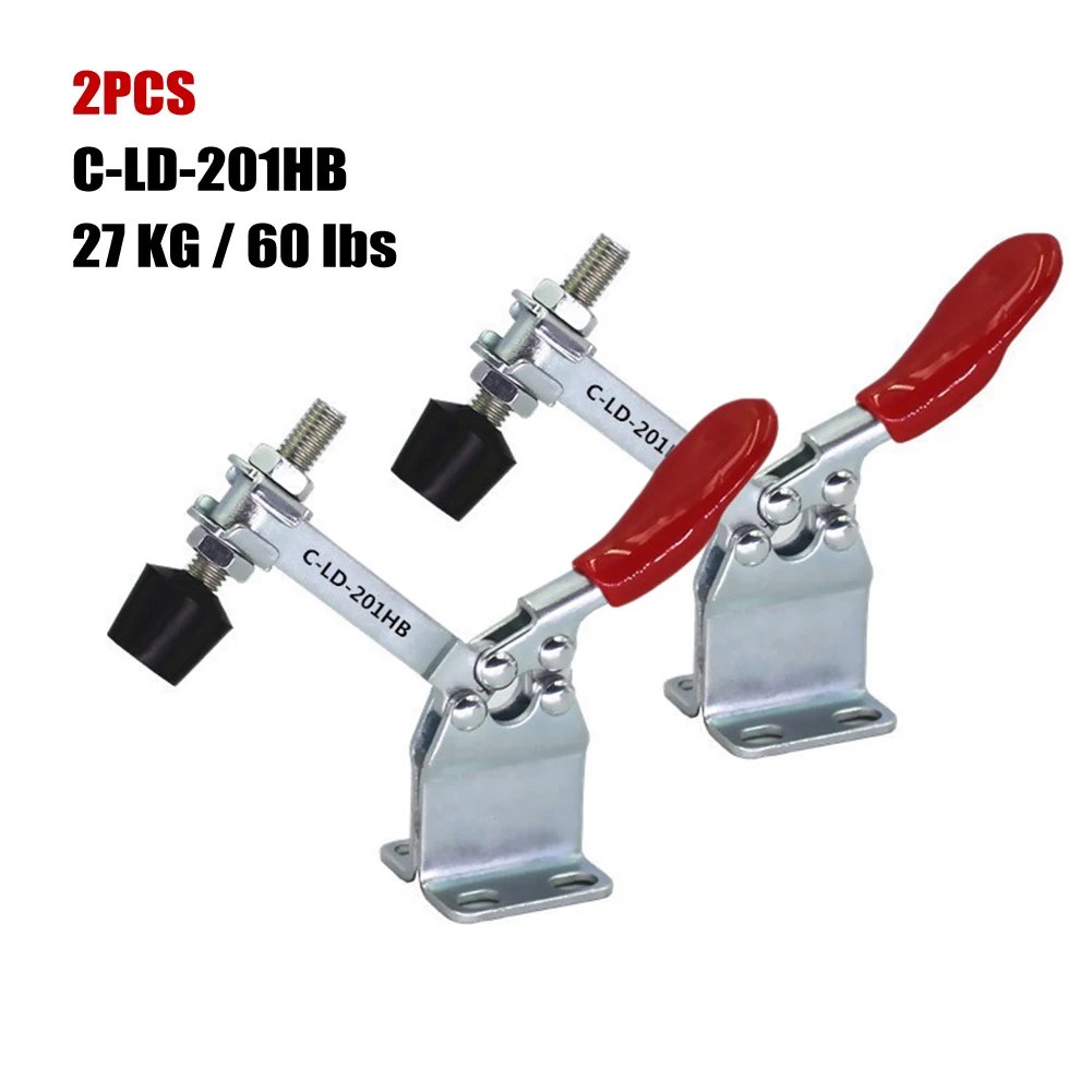 

2pcs C-LD-201HB Toggle Clamp 27kg 60lbs Quick Release Horizontal Woodworking Clamping Force Fixture Workshop Equipment Hand Tool