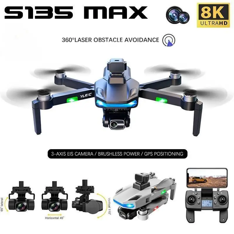 2023 S135 Drone Brushless Motor GPS HD Professional Aerial Photography Radar Obstacle Avoidance 5G Wireless RC Quadcopter Toys
2023 S135 Drone Brushless Motor GPS HD Professional Aerial Photography Radar Obstacle Avoidance 5G Wireless RC Quadcopter Toys