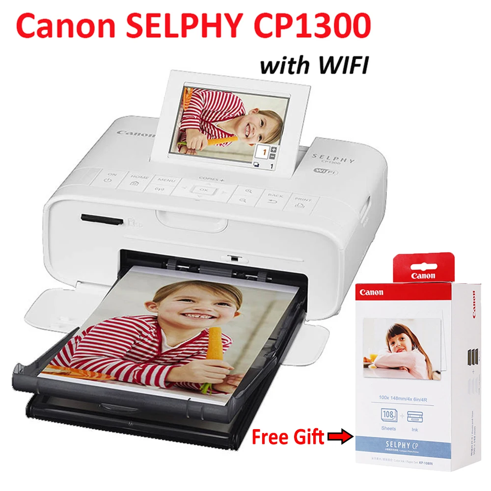 

Canon Selphy CP1300 CP1500 Wireless Portable WiFi Compact Photo Printer With 1Box KP-108IN Photo Paper