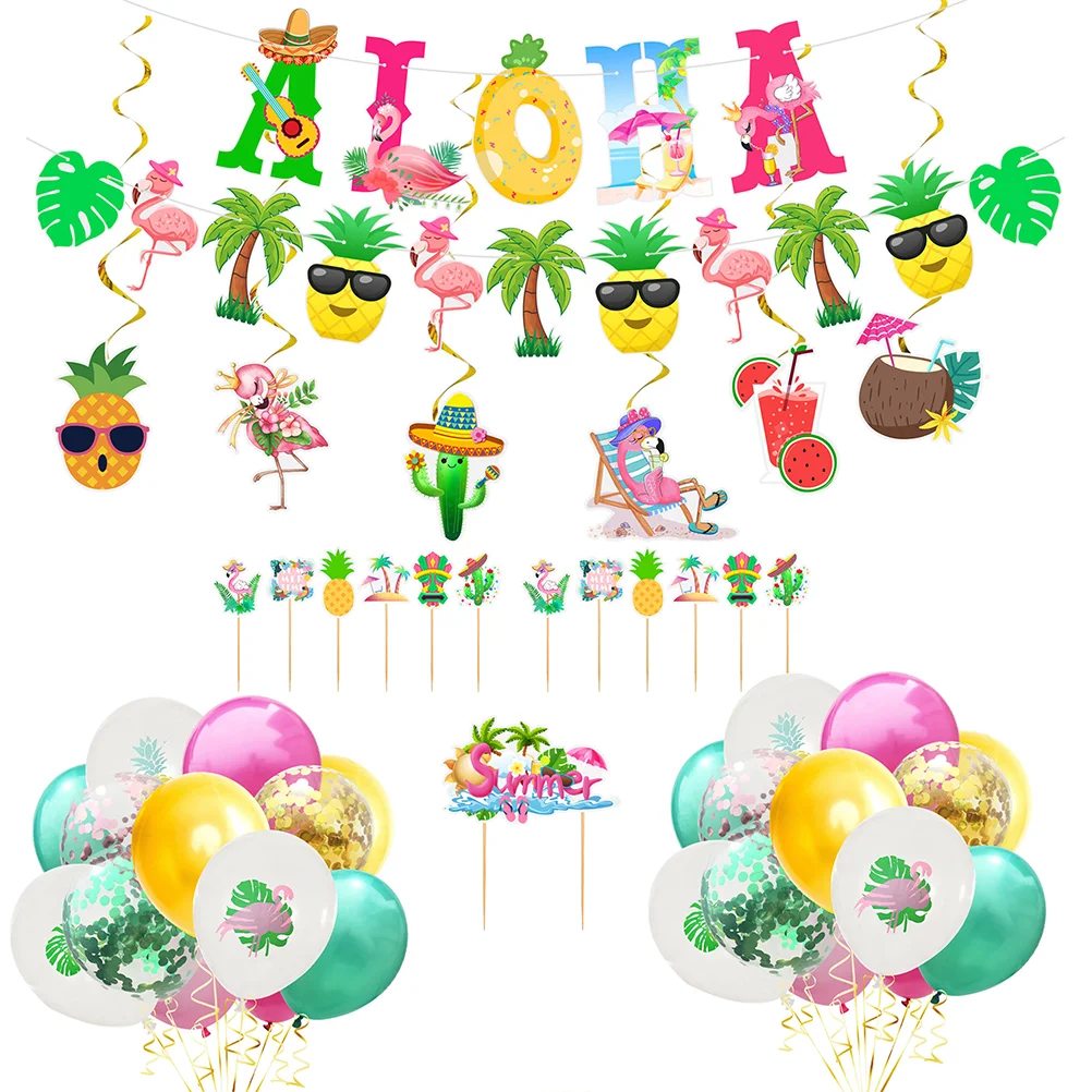 Party Hawaiian Supplies Decorationsballoon Set Summer Pineapple Hanging Banner Tropical Beach Aloha Kit 
Party Hawaiian Supplies Decorationsballoon Set Summer Pineapple Hanging Banner Tropical Beach Aloha Kit