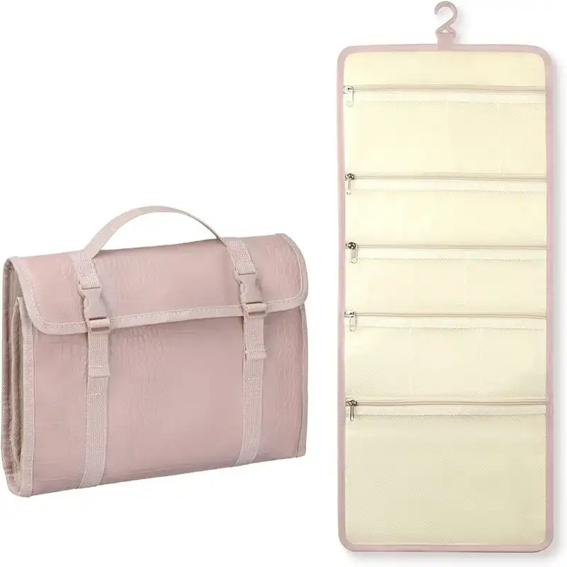 

Дорожная сумка для туалетных принадлежностей, органайзер для дорожных принадлежностей с несколькими отделениями, розового цвета