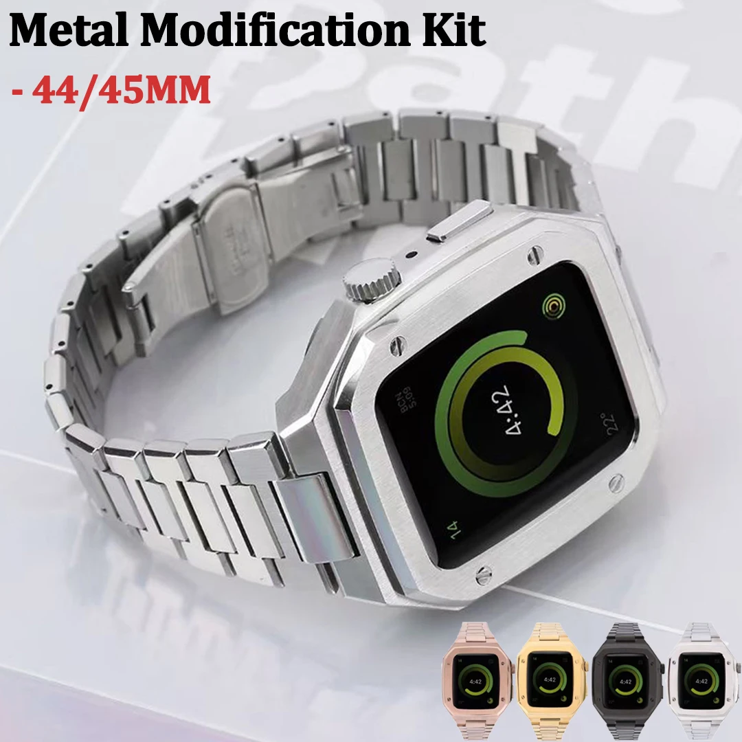 Новейший Роскошный чехол из нержавеющей стали для Apple Watch 7 44 мм 45 мм для iWatch Series Se 6 5 4 Noble чехол s металлический комплект для модификации
Новейший Роскошный чехол из нержавеющей стали для Apple Watch 7 44 мм 45 мм для iWatch Series Se 6 5 4 Noble чехол s металлический комплект для модификации