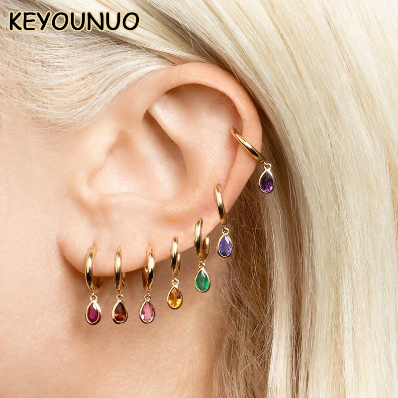 KEYOUNUO Gold Filled Silver Color Teardrop Slim Zircon Drop Earrings For Women Hoop Colorful Earring Party Jewelry Wholesale
KEYOUNUO Gold Filled Silver Color Teardrop Slim Zircon Drop Earrings For Women Hoop Colorful Earring Party Jewelry Wholesale