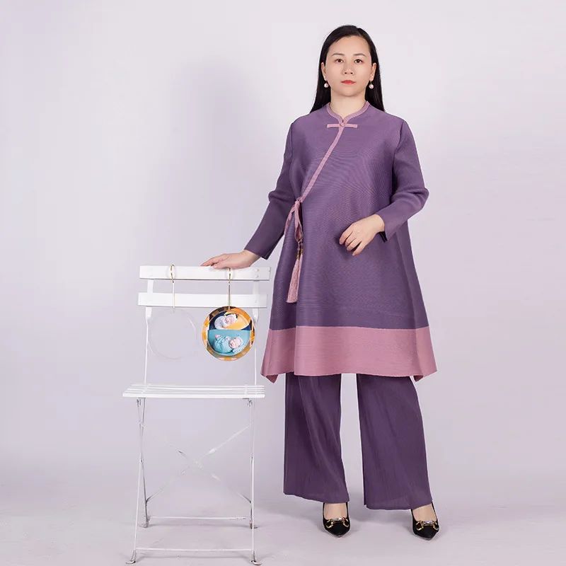 Весна 2023, новый однотонный свободный плиссированный топ + брюки, костюм из двух предметов
Весна 2023, новый однотонный свободный плиссированный топ + брюки, костюм из двух предметов